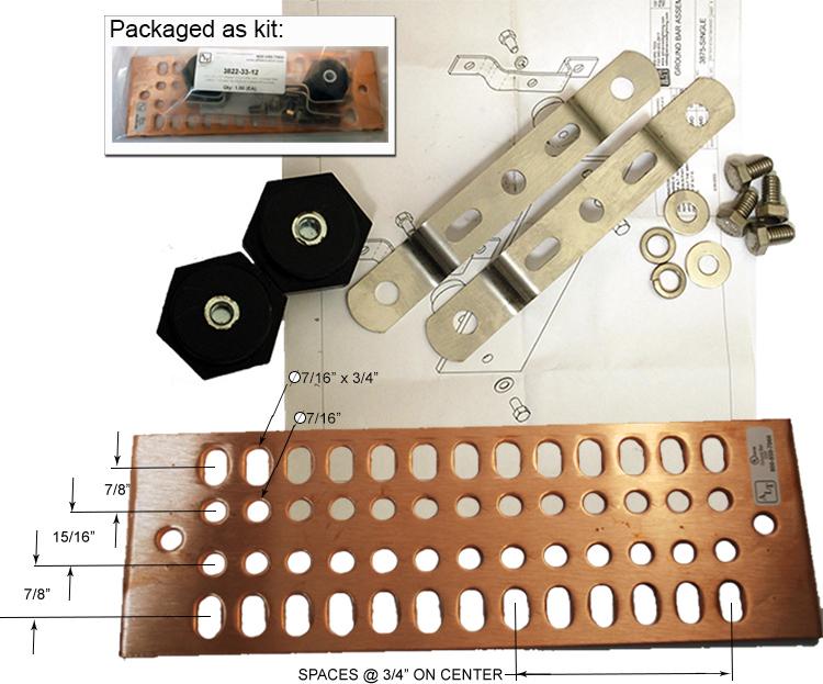 Copper Ground Bar with Universal Hole Pattern
